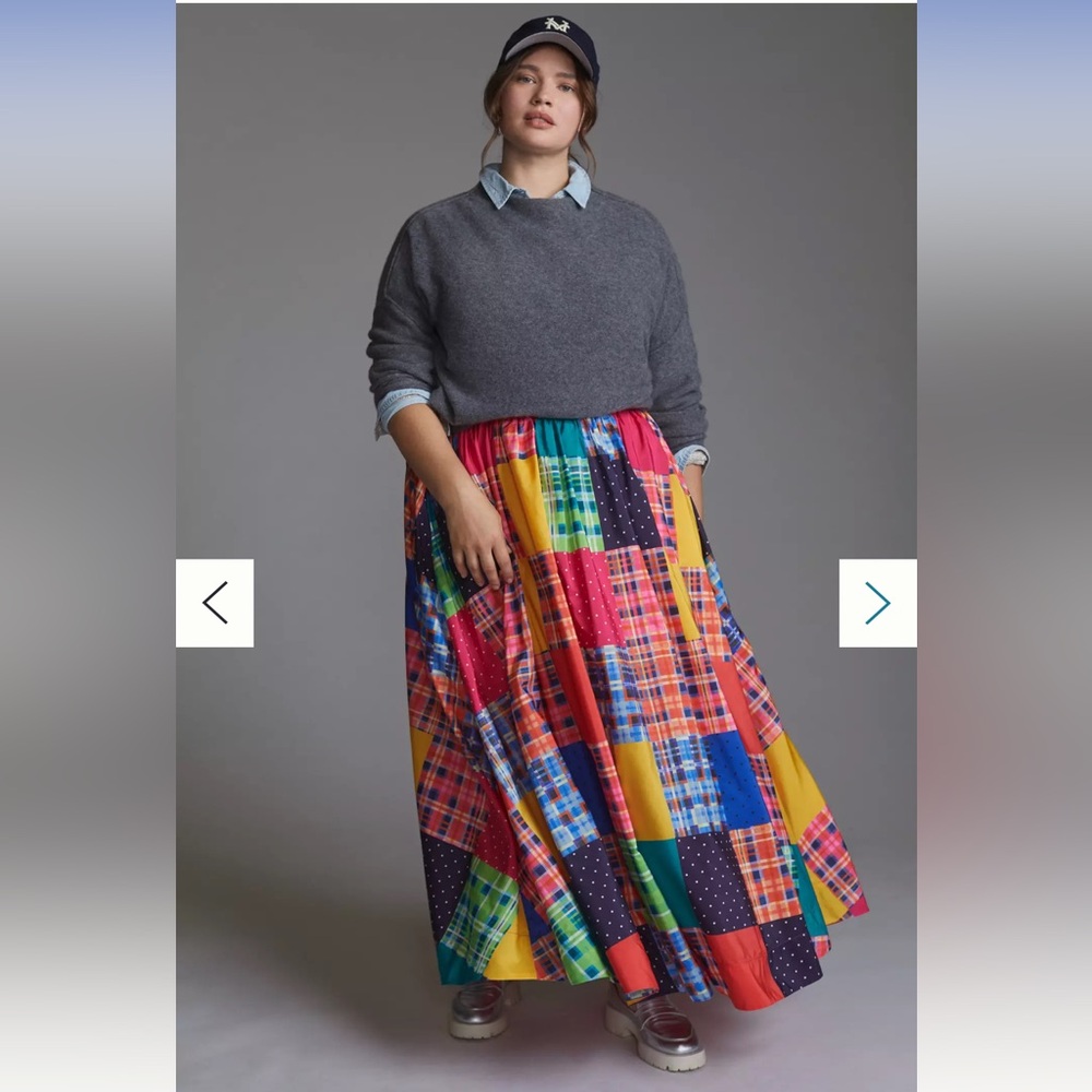 Anthropologie Vibrant Patchwork Maxi Skirt